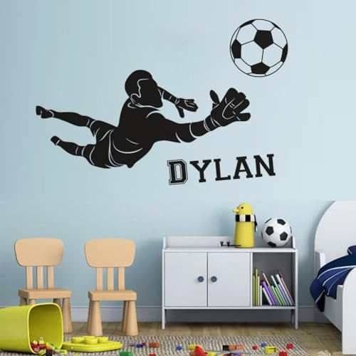 Personalisierte Fußball-Namensaufkleber, Torwart-Vinyl-Wandaufkleber, Fußball-Club-Jungenzimmerdekoration, Personalisiertes Namens-Wandposter, Fußball-Sport-Vinyl(57X30CM) von HDLOVE