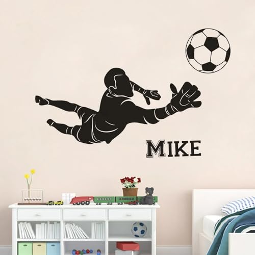 Personalisierte Fußball-Namensaufkleber, Torwart-Vinyl-Wandaufkleber, Fußball-Club-Jungenzimmerdekoration, Personalisiertes Namens-Wandposter, Fußball-Sport-Vinyl(108X57CM) von HDLOVE
