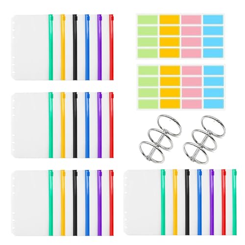 HDOYTXXM 25pcs Praktische Klare Bindemitteltaschen Reißverschluss Ordner Für 6-Ringe Notebook Binder Praktische Dateien Berichte Bindemittel von HDOYTXXM