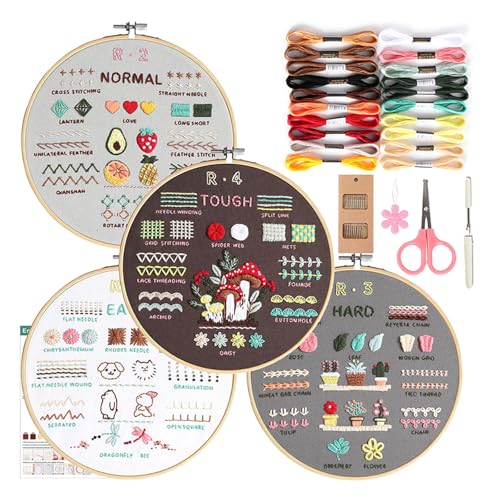 HDOYTXXM 4 Sets Stickerei Set Mit Muster Und Anweisungsanfängerstitching Set Mit Stickmuster Und Anweisungen von HDOYTXXM