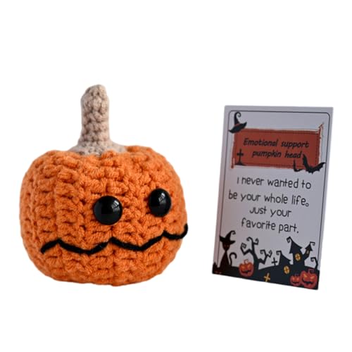 HDOYTXXM Cartoon Strickkürbiskkopfspielzeug Mit Motivationskarten Halloween Mit Huthäkelpuppen Zum Geben Von Sammlerverzierung von HDOYTXXM