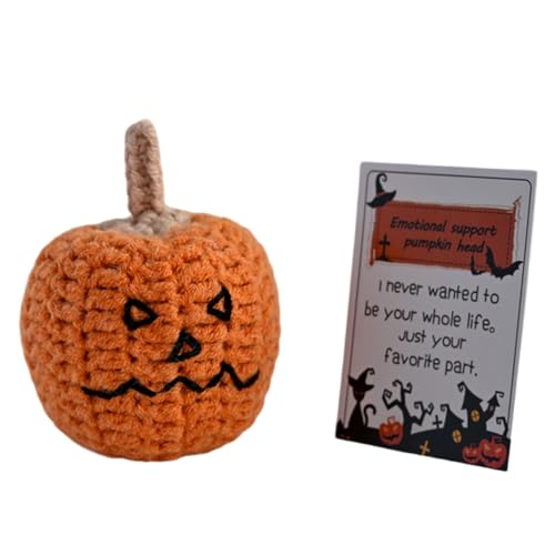 HDOYTXXM Cartoon Strickkürbiskkopfspielzeug Mit Motivationskarten Halloween Mit Huthäkelpuppen Zum Geben Von Sammlerverzierung von HDOYTXXM