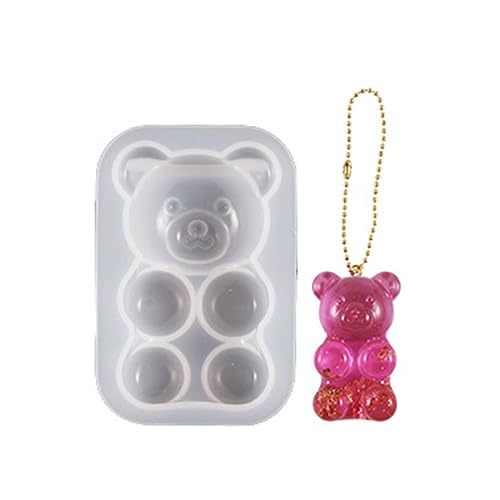 Hochglänzende Silikonharzformen Halbdimensionaler Bärenschlüsselkäse Schimmelpilz Anhänger Ornamente Schmuck Epoxidharz Crafting Formbärenformschale von HDOYTXXM