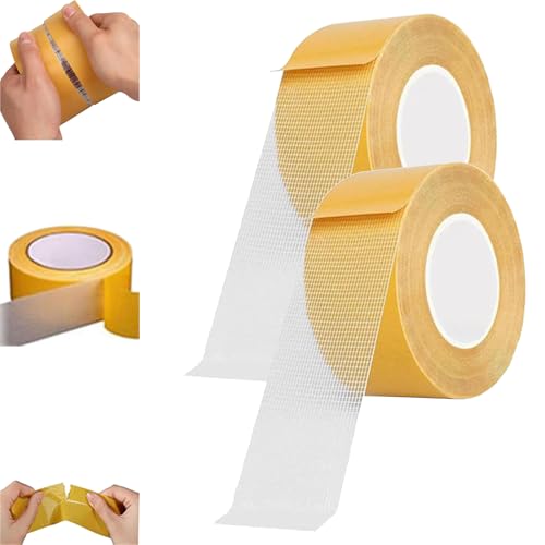 Doppelseitiges Klebeband Extra Stark Teppichklebeband Doppelseitig, Double Sided Tape,Handreißbar Universal Teppichkleber,Super Sticky Resistant Clear Tape Für Teppich,Wände, Glas (2, 20mm x 20 m) von HDQQEU