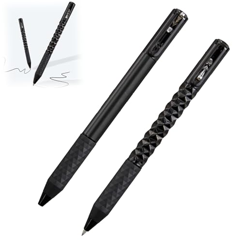 HDQQEU Geometrisches Knisterstift 0,5mm Metall Kugelschreiber Anti Stress Switchpen Personalisiert Einziehbarer Gelstift Kugelschreiber Weiches Schreiben Kulli FüR Büro Haushalt (2 Stück, Schwarz) von HDQQEU