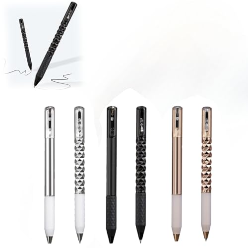 HDQQEU Geometrisches Knisterstift 0,5mm Metall Kugelschreiber Anti Stress Switchpen Personalisiert Einziehbarer Gelstift Kugelschreiber Weiches Schreiben Kulli FüR Büro Haushalt (6 Stück) von HDQQEU