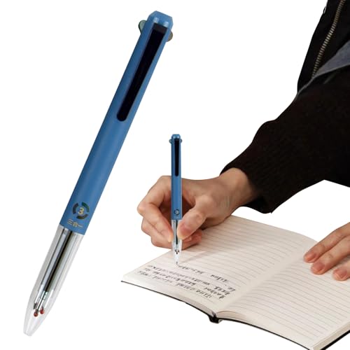 HDQQEU Mehrfarbiger Kugelschreiber 3 Farben 0,5 MM Mehrfarbiger Stifte Schnelltrocknend Ergonomischer Versenkbare Kugelschreiber mit Clip FüR Notizen Und Tagebuchschreiben (Blue+Green+Brown) von HDQQEU