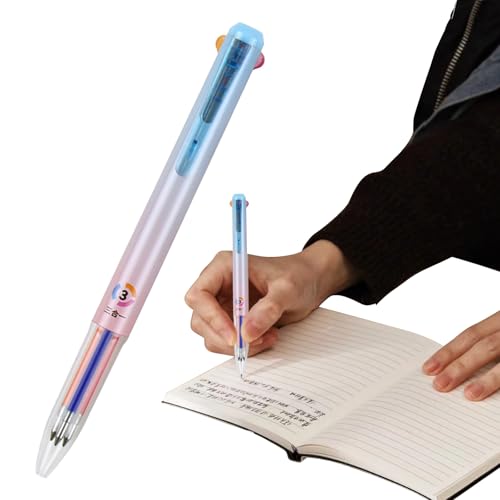 HDQQEU Mehrfarbiger Kugelschreiber 3 Farben 0,5 MM Mehrfarbiger Stifte Schnelltrocknend Ergonomischer Versenkbare Kugelschreiber mit Clip FüR Notizen Und Tagebuchschreiben (Blue+Orange+Rose Red) von HDQQEU