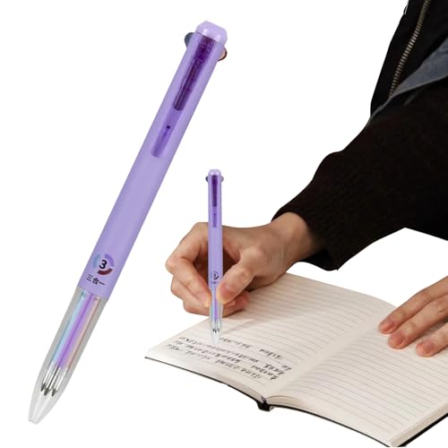 HDQQEU Mehrfarbiger Kugelschreiber 3 Farben 0,5 MM Mehrfarbiger Stifte Schnelltrocknend Ergonomischer Versenkbare Kugelschreiber mit Clip FüR Notizen Und Tagebuchschreiben (Blue+Purple+Red) von HDQQEU