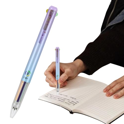 HDQQEU Mehrfarbiger Kugelschreiber 3 Farben 0,5 MM Mehrfarbiger Stifte Schnelltrocknend Ergonomischer Versenkbare Kugelschreiber mit Clip FüR Notizen Und Tagebuchschreiben (Purple+Yellow+Green) von HDQQEU