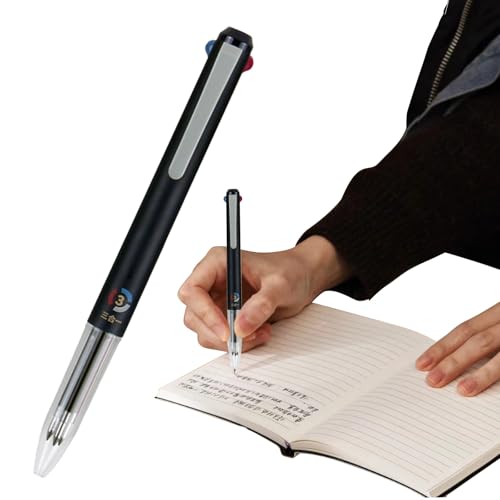 HDQQEU Mehrfarbiger Kugelschreiber 3 Farben 0,5 MM Mehrfarbiger Stifte Schnelltrocknend Ergonomischer Versenkbare Kugelschreiber mit Clip FüR Notizen Und Tagebuchschreiben (Red +Green+Grey) von HDQQEU