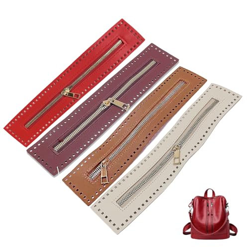 Leder ReißVerschluss 27cm ReißVerschluss Zum HäKeln mit Löchern Crochet Zipper Zum Selbermachen, HäKeln, GeldböRse, NäHen, Jeans, BastelzubehöR (#01, 4 STK) von HDQQEU