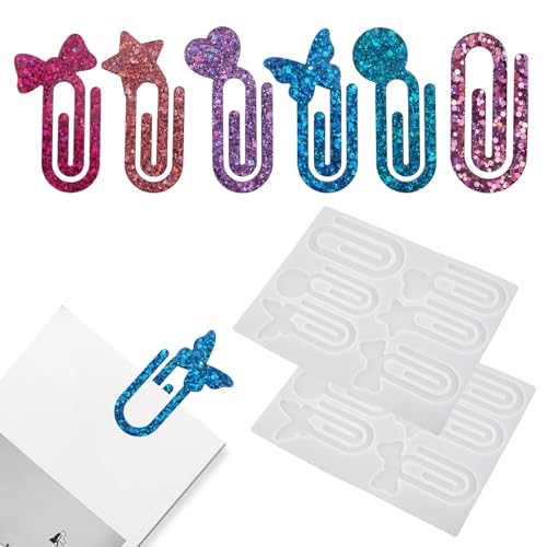 Lesezeichen Silikonform Epoxidharz Formen Set, BüRoklammern Lesezeichen Harz GießEn Set, Bookmark Mold Geschenk FüR Buchliebhaber (2 PC) von HDQQEU