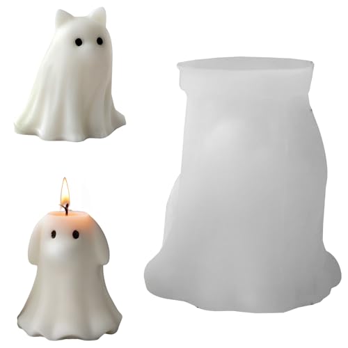 Silikonformen GießFormen Halloween, Geisterform Silikonform Kerzen 3D Niedlich Katze Hund Tiere Kerzenformen Zum Gießen Für DIY (Katze) von HDQQEU