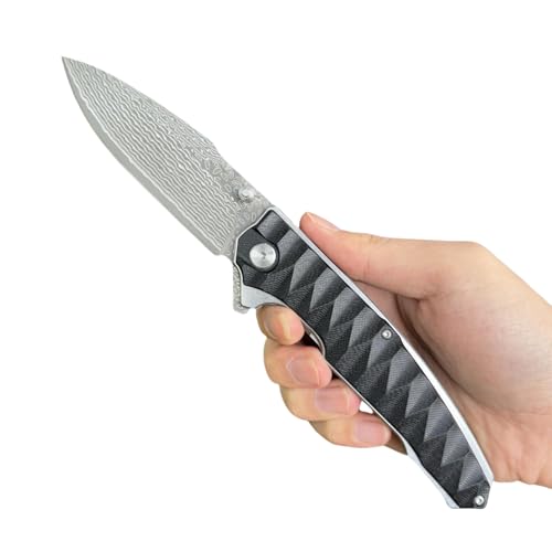 HDRNCH Klappmesser einhandmesser Damaszener-Muster VG10 Stahlkern Survival Knife Einhandmesser Outdoor Survival Messer für Camping HDRNCH Klappmesser einhandmesser Damaszener-Muster VG10 Stahlkern Survival Knife Einhandmesser Outdoor Survival Messer für Camping von HDRNCH