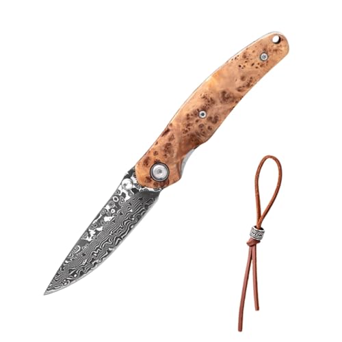 HDRNCH Kliff Zypressenholz Griff Taschenmesser Damaszener-Muster klappmesser einhandmesser Survival Knife Einhandmesser Outdoor Survival Messer für Camping HDRNCH Kliff Zypressenholz Griff Taschenmesser Damaszener-Muster klappmesser einhandmesser Survival Knife Einhandmesser Outdoor Survival Messer für Camping von HDRNCH