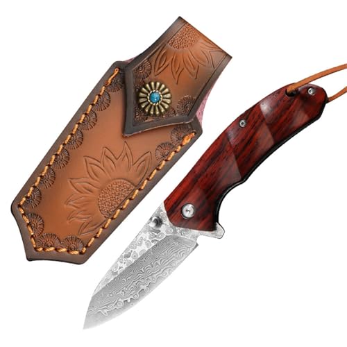HDRNCH Taschenmesser Tragbares Messer Scharfes Fruchtmesser Faltmesser Holzgriff Klappmesser Damaszener-Muster Multifunktions Taschenmesser HDRNCH Taschenmesser Tragbares Messer Scharfes Fruchtmesser Faltmesser Holzgriff Klappmesser Damaszener-Muster Multifunktions Taschenmesser von HDRNCH