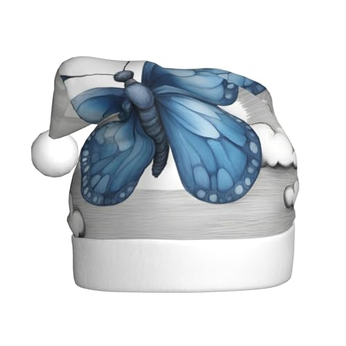 Blauer Schmetterling und Wolken, 1 Weihnachtsmütze, Weihnachtsmannmütze, Kostüm, Zubehör für Weihnachten, Neujahr, Urlaub, Party, Kopfbedeckung Blauer Schmetterling und Wolken, 1 Weihnachtsmütze, Weihnachtsmannmütze, Kostüm, Zubehör für Weihnachten, Neujahr, Urlaub, Party, Kopfbedeckung von HDSKFNS