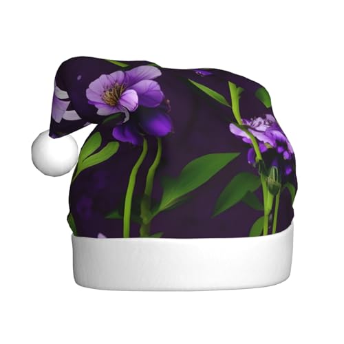 Blühende lila Blumen Weihnachtsmütze Nikolausmütze Kostüm Zubehör für Weihnachten Neujahr Urlaub Party Kopfbedeckung Blühende lila Blumen Weihnachtsmütze Nikolausmütze Kostüm Zubehör für Weihnachten Neujahr Urlaub Party Kopfbedeckung von HDSKFNS