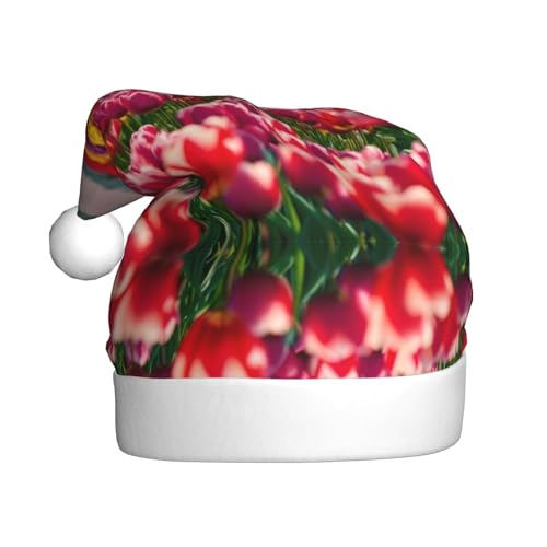 Bunte Tulpen, Weihnachtsmütze, Weihnachtsmannmütze, Kostüm, Zubehör für Weihnachten, Neujahr, Urlaub, Party, Kopfbedeckung Bunte Tulpen, Weihnachtsmütze, Weihnachtsmannmütze, Kostüm, Zubehör für Weihnachten, Neujahr, Urlaub, Party, Kopfbedeckung von HDSKFNS