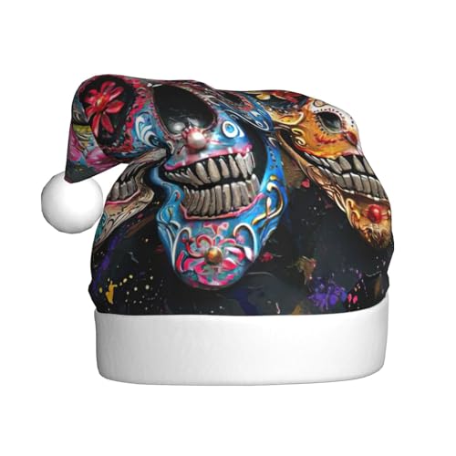Sugar Skulls Weihnachtsmütze, Weihnachtsmannmütze, Kostüm, Zubehör für Weihnachten, Neujahr, Urlaub, Party, Kopfbedeckung Sugar Skulls Weihnachtsmütze, Weihnachtsmannmütze, Kostüm, Zubehör für Weihnachten, Neujahr, Urlaub, Party, Kopfbedeckung von HDSKFNS