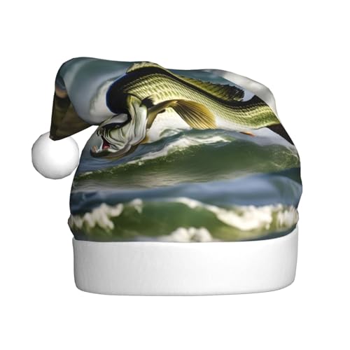 Weihnachtsmütze mit Barsch-Angelwelle, Weihnachtsmannmütze, Kostüm, Zubehör für Weihnachten, Neujahr, Urlaub, Party, Kopfbedeckung Weihnachtsmütze mit Barsch-Angelwelle, Weihnachtsmannmütze, Kostüm, Zubehör für Weihnachten, Neujahr, Urlaub, Party, Kopfbedeckung von HDSKFNS