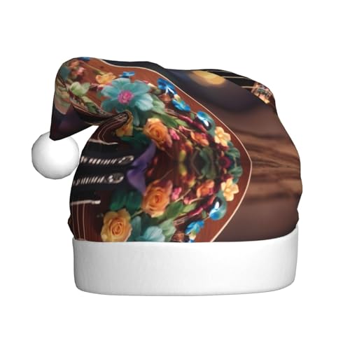 Weihnachtsmütze mit Blumen, Gitarre, Weihnachtsmannmütze, Kostüm, Zubehör für Weihnachten, Neujahr, Urlaub, Party, Kopfbedeckung Weihnachtsmütze mit Blumen, Gitarre, Weihnachtsmannmütze, Kostüm, Zubehör für Weihnachten, Neujahr, Urlaub, Party, Kopfbedeckung von HDSKFNS