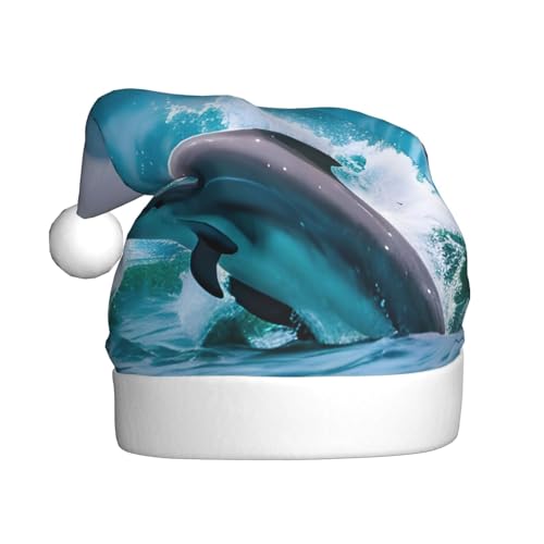 Weihnachtsmütze mit Delfinen im Meer, Weihnachtsmannmütze, Kostüm, Zubehör für Weihnachten, Neujahr, Urlaub, Party, Kopfbedeckung Weihnachtsmütze mit Delfinen im Meer, Weihnachtsmannmütze, Kostüm, Zubehör für Weihnachten, Neujahr, Urlaub, Party, Kopfbedeckung von HDSKFNS
