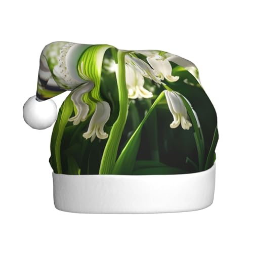 Weihnachtsmütze mit Glocken-Orchideen-Druck, Weihnachtsmannmütze, Kostümzubehör für Weihnachten, Neujahr, Urlaub, Party, Kopfbedeckung Weihnachtsmütze mit Glocken-Orchideen-Druck, Weihnachtsmannmütze, Kostümzubehör für Weihnachten, Neujahr, Urlaub, Party, Kopfbedeckung von HDSKFNS