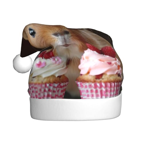 Weihnachtsmütze mit Meerschweinchen und Cupcakes, Weihnachtsmannmütze, Kostümzubehör für Weihnachten, Neujahr, Urlaub, Party, Kopfbedeckung Weihnachtsmütze mit Meerschweinchen und Cupcakes, Weihnachtsmannmütze, Kostümzubehör für Weihnachten, Neujahr, Urlaub, Party, Kopfbedeckung von HDSKFNS