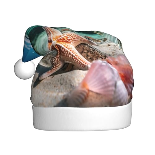 Weihnachtsmütze mit Seestern und Korallen am Strand, Weihnachtsmannmütze, Kostüm, Zubehör für Weihnachten, Neujahr, Urlaub, Party, Kopfbedeckung Weihnachtsmütze mit Seestern und Korallen am Strand, Weihnachtsmannmütze, Kostüm, Zubehör für Weihnachten, Neujahr, Urlaub, Party, Kopfbedeckung von HDSKFNS
