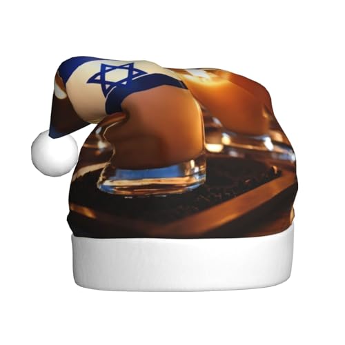 Weihnachtsmütze mit israelischer Flagge, Weihnachtsmannmütze, Kostümzubehör für Weihnachten, Neujahr, Urlaub, Party, Kopfbedeckung Weihnachtsmütze mit israelischer Flagge, Weihnachtsmannmütze, Kostümzubehör für Weihnachten, Neujahr, Urlaub, Party, Kopfbedeckung von HDSKFNS