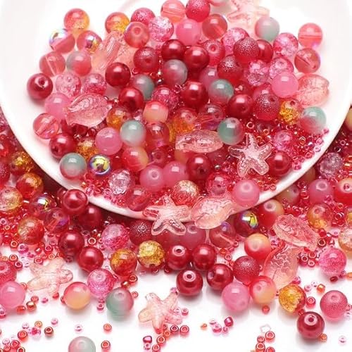 HDSupplies Ozean-Glasperlen, gemischte Farben, verschiedene Größen, für DIY-Schmuck oder Bastelarbeiten, Hellrot, 250 Stück HDSupplies Ozean-Glasperlen, gemischte Farben, verschiedene Größen, für DIY-Schmuck oder Bastelarbeiten, Hellrot, 250 Stück von HDSupplies