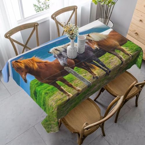 Islandpferde Tiere, Tischdecke, wasserdichte, staubdichte und knitterfreie Tischtuch - 90 x 140 cm von HDTVTV