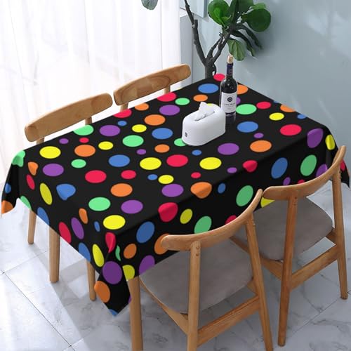 Mehrfarbiger Punkt, Tischdecke, wasserdichte, staubdichte und knitterfreie Tischtuch - 137 X 183 cm von HDTVTV