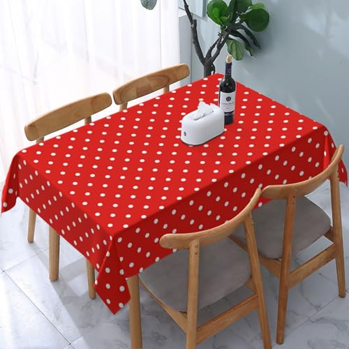Rot mit Rot mit weißen Punkten, Tischdecke, wasserdichte, staubdichte und knitterfreie Tischtuch - 137 X 183 cm von HDTVTV