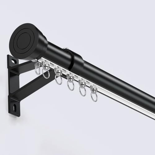 HDYZJQ Vorhang schiene Gardinenschiene Mit Halterung, Fensterstangen Mit Einzelschiene Für Vorhänge/Küche/Haus/Wohnung, Hochleistungs-Gardinenschienen Zur Wandmontage(Black,25ft (7.6m)) von HDYZJQ