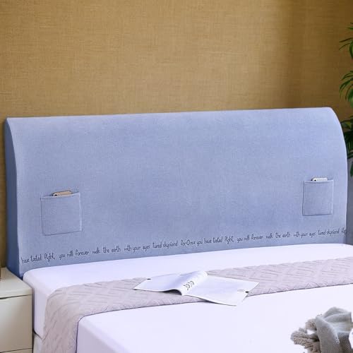 HEADBOARD Bettkopfteil Hussen Bett Kopfteil Bezug,Staubdichte Schutzhülle Für Gepolsterte Schlafzimmer Kopfteilc,Weicher Strecken Samtstoff Staubdicht,Blau,190CM von HEADBOARD