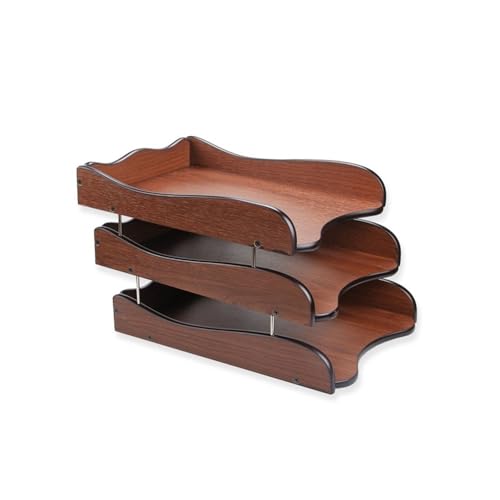 Holzdokumente, 3-stufiger Aktenordnerhalter for A4-Magazine, Schreibtisch, Büro, 330 x 220 x 238 mm von HEAGER