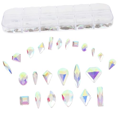 HEALEEP 1 Schachtel Manicure Nail Art Strasssteine Fächer DIY Nageldekorationen Flachrücken Glitzersteine für Fingernägel Bastel Schmucksteine Nagelverzierung von HEALEEP