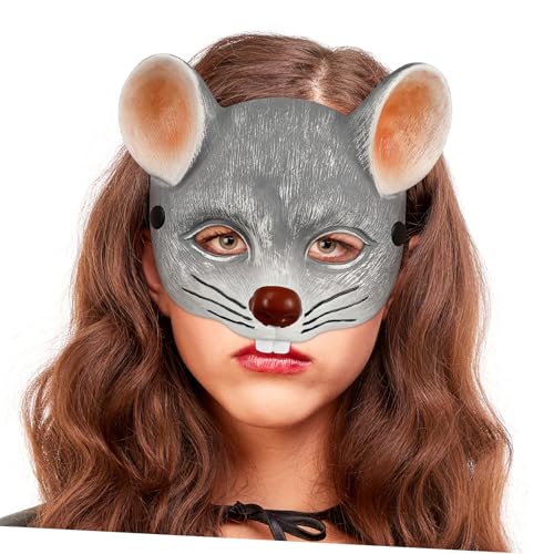 HEALEEP 1 Stück Mausmaske für Karneval und Halloween Party Gesichtsmaske für Erwachsene Leichtgrau Cosplay Zubehör mit Kreativem Design Angenehm zu Tragen von HEALEEP