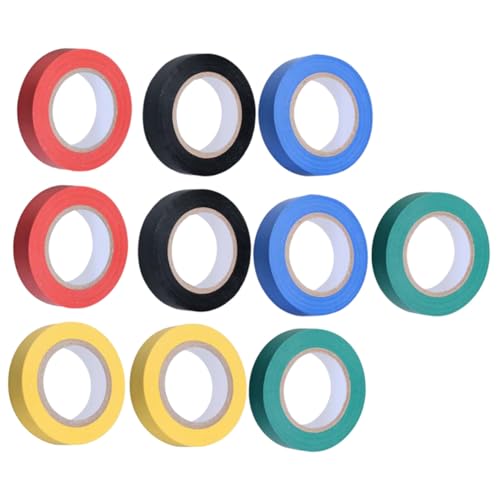HEALEEP 10 Rollen Teiliges PVC Isolierband Farbiges Elektriker Klebeband in Grün Blau Gelb Schwarz Rot Wasserfest Abriebfest Säure und Alkalibeständig für Industrie Heim und von HEALEEP