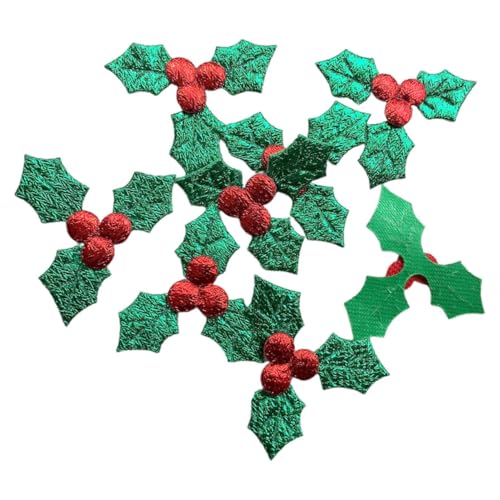 HEALEEP 100 Stück DIY Weihnachtsdeko Stoffblätter Gold Grün Handgemachte Ornamente Fenster Tür Dekoration für Bastelprojekte und Festliche Gestaltung von HEALEEP