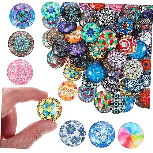 HEALEEP 120 Stück Rundglas Cabochons Mischfarben Diy Schmuckzubehör für Ohrringe und Schlüsselanhänger für Kreative Bastelprojekte von HEALEEP
