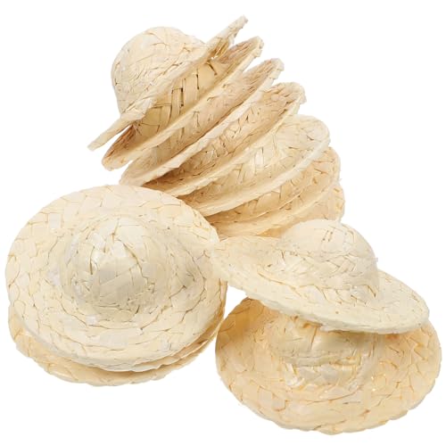 HEALEEP 12Stücke Mini Strohhüte für Puppen Dekorative Zylinderhüte Handgefertigte Hüte für DIY Basteln Party Dekoration für Kreative Projekte von HEALEEP