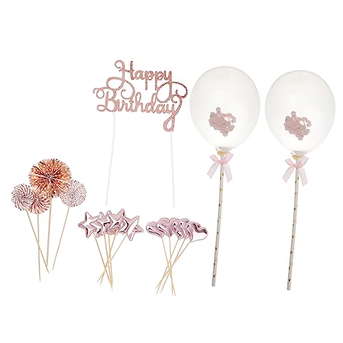 HEALEEP 17 Stück Teiliges Happy Birthday Cake Topper Set Roségoldene Dekoration für Geburtstagsfeiern und Cupcakes für Kreative Kuchenverzierungen und Unvergessliche Anlässe von HEALEEP