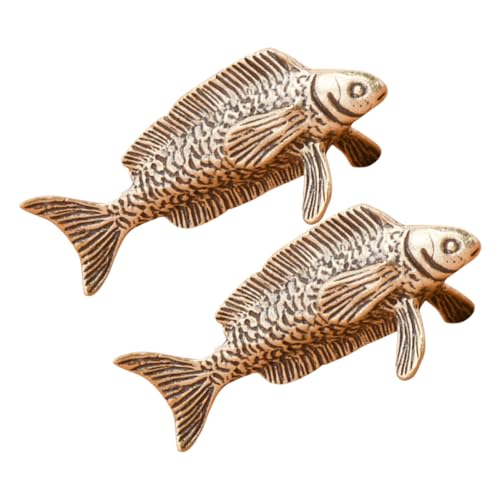 HEALEEP 2 Stück Antike Fischfigur aus Messing Kreative Tischdeko für Zuhause Robuste Tischornamente mit Retro Design für Desktop Dekoration und von HEALEEP