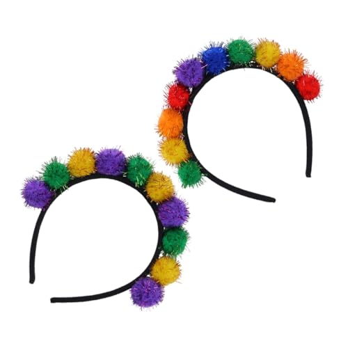 HEALEEP 2 Stück Pom Pom Glitzer-stirnband Für Karneval, Geburtstage Und Feiertagspartys, Haarreifen, Kostüm, Haar-accessoires Für Frauen, Geburtstagsparty von HEALEEP