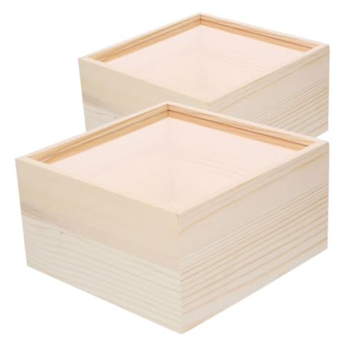 HEALEEP 2 Stück Unbehandelte Holz Aufbewahrungsbox mit Transparentem Kunststoff Schiebedeckel Kleine Quadratische Holzbox Robust Eleganter Holzsockel für Schmuck DIY Party Haushalt HEALEEP 2 Stück Unbehandelte Holz Aufbewahrungsbox mit Transparentem Kunststoff Schiebedeckel Kleine Quadratische Holzbox Robust Eleganter Holzsockel für Schmuck DIY Party Haushalt von HEALEEP