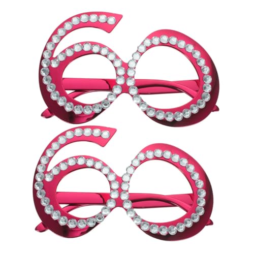 HEALEEP 2 Stück Zahlen Brille Rote Partybrille Geburtstag Fotorequisite Leicht und Bequem für Feier Urlaub Fotos und Tanz Sicheres Material mit Glatten Kanten für Erwachsene und Eltern von HEALEEP